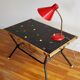 Lamp cocotte red gooseneck brass perforated stars