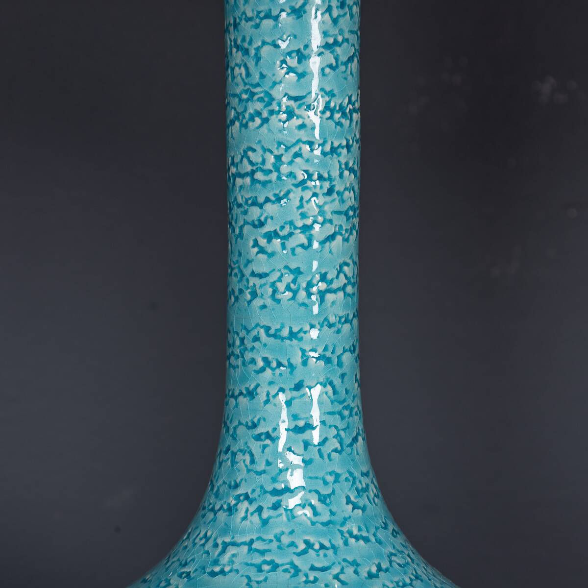 Paire de lampes de table en céramique bleue vintage française des années 1970