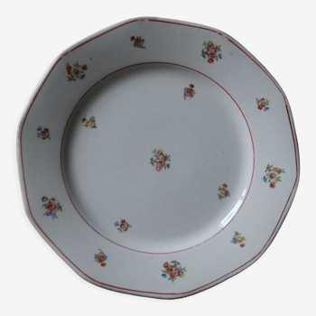 8 assiettes plates en faïence fleurie