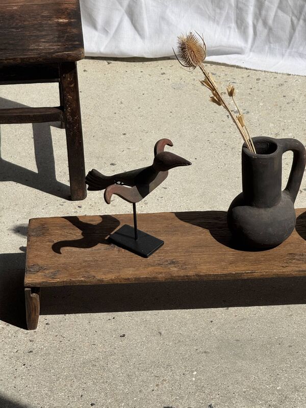 Petit banc en teck ancien bas indonésien ancien H10 L62 l14