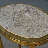 Side table with curved base in gilded carved wood, Louis XVI style, 20th century