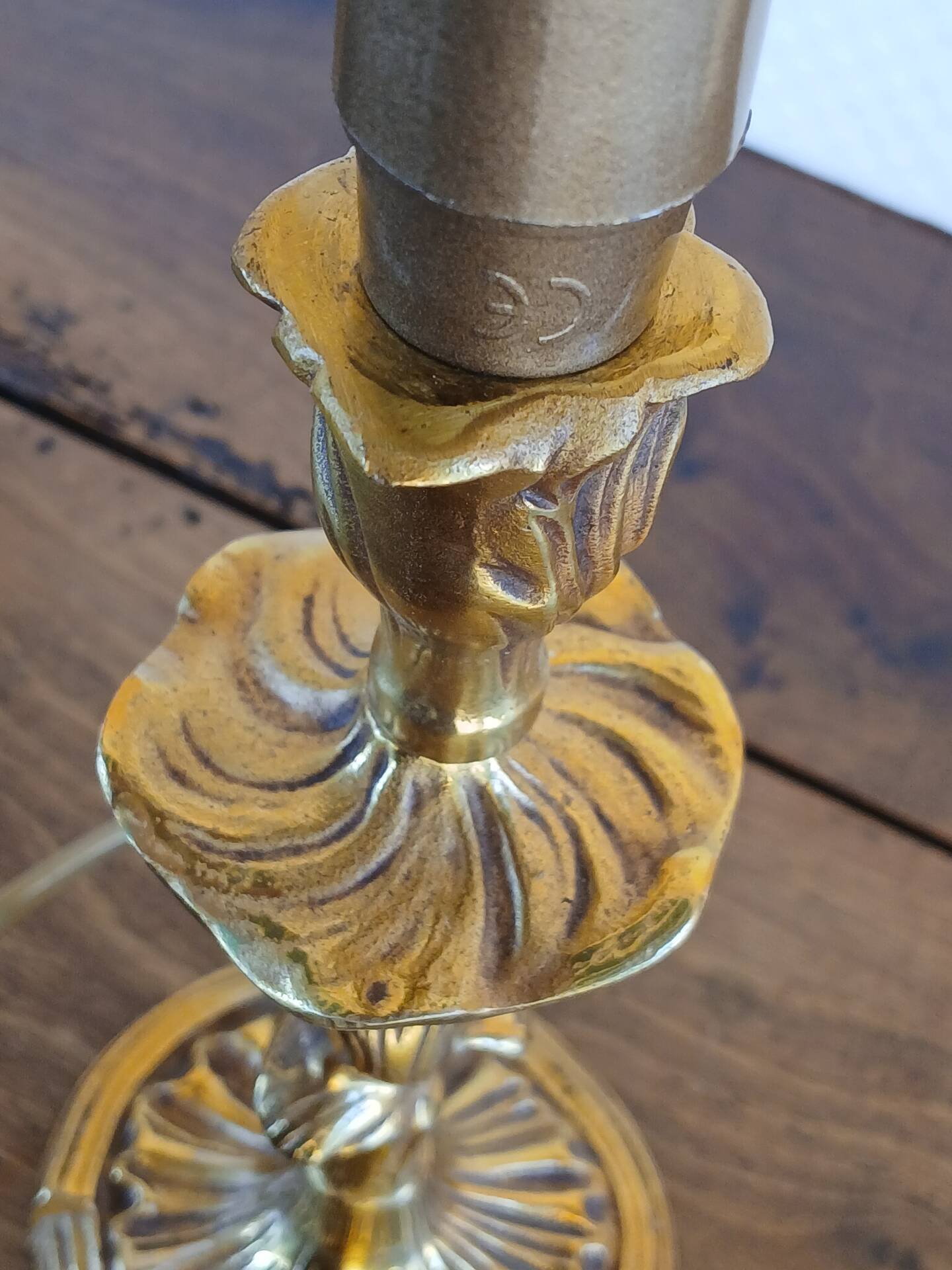 Vintage Rococo style gilded bronze lamp base