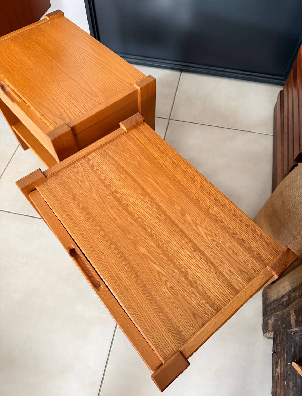 Vintage Simat bedside tables in elm – 1970