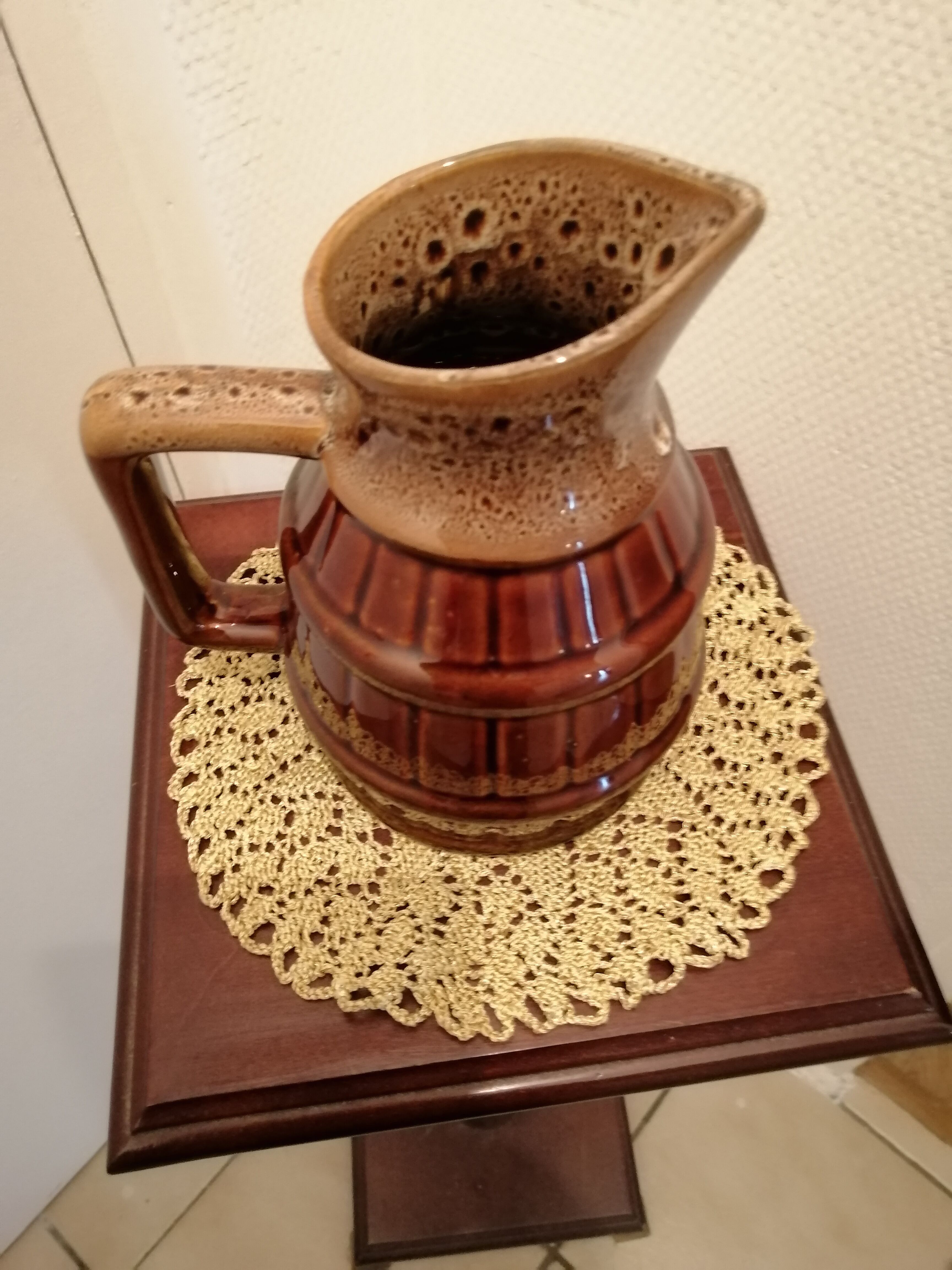 Pitcher in varnished gres for vintage deco