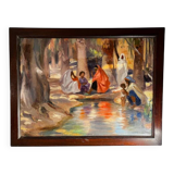 Orientalist impressionist painting, oil on canvas, ca 1940