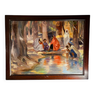 Orientalist impressionist painting, oil on canvas, ca 1940