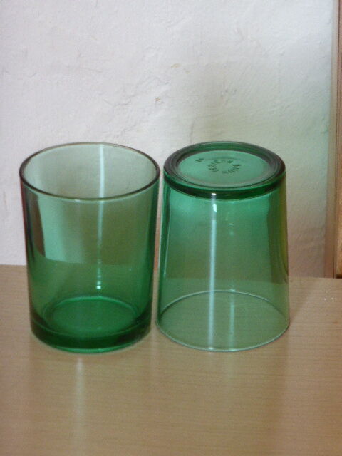 6 glasses of vintage green glass water 1970