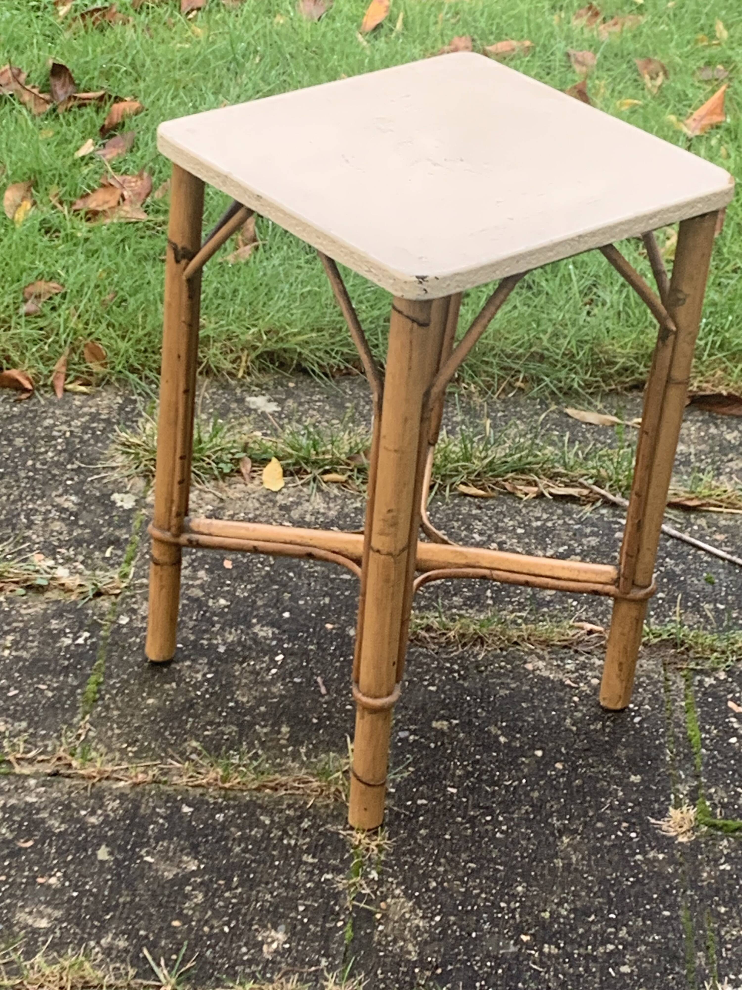 Vintage rattan and wicker side table, bedside table, side table