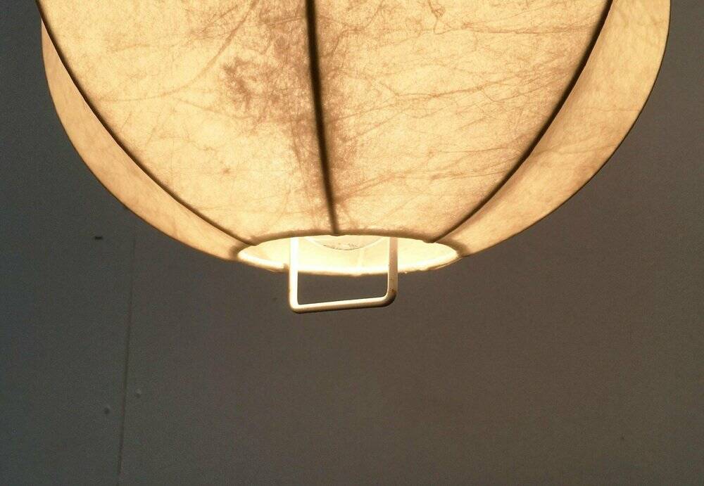 German cocoon pendant lamp from the mid-century by Friedel Wauer for Goldkant Leuchten, 1960s.