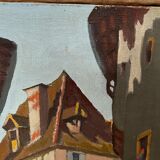 Painting of a French country village