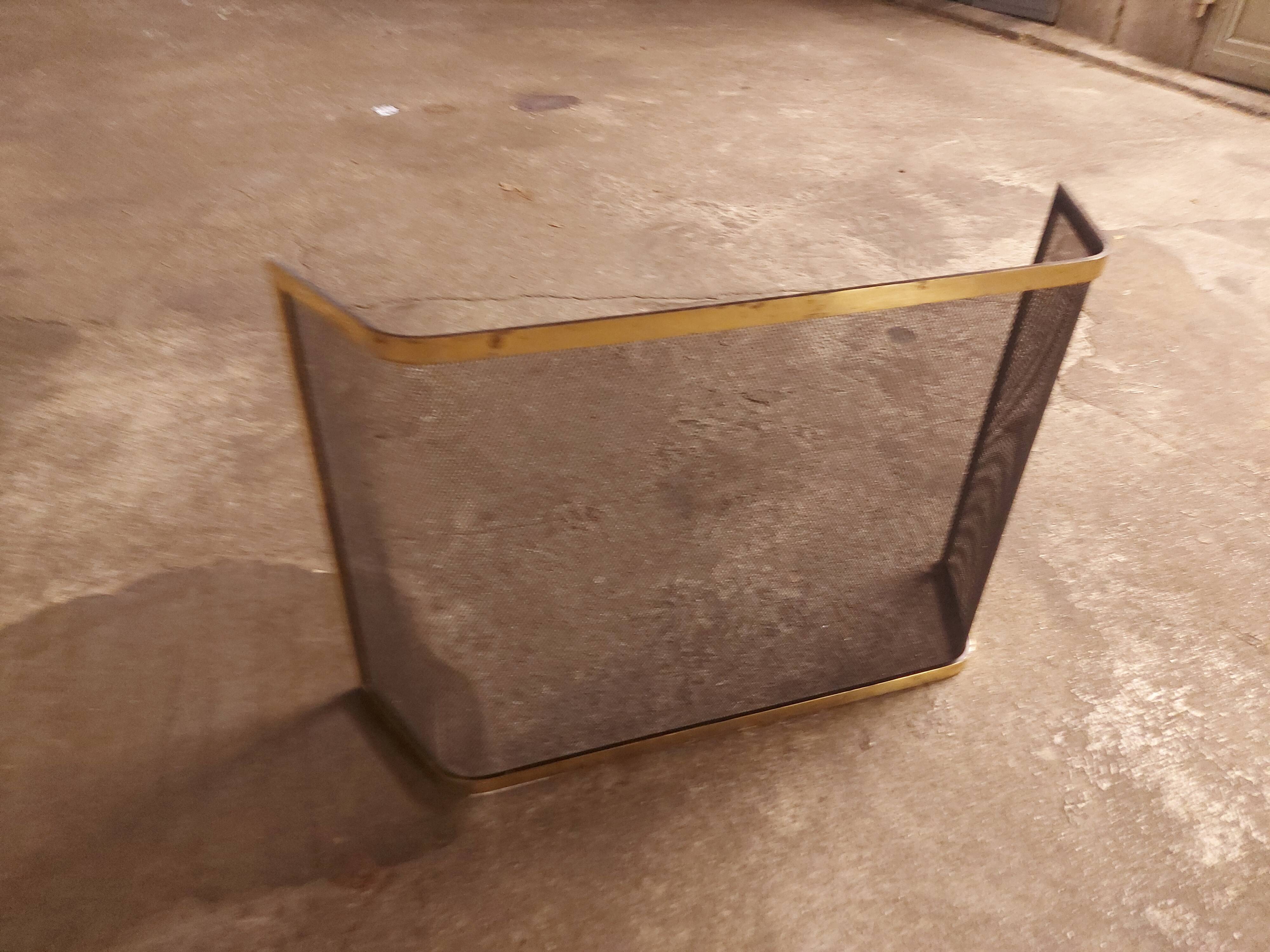 Chimney fire screen, vintage brass