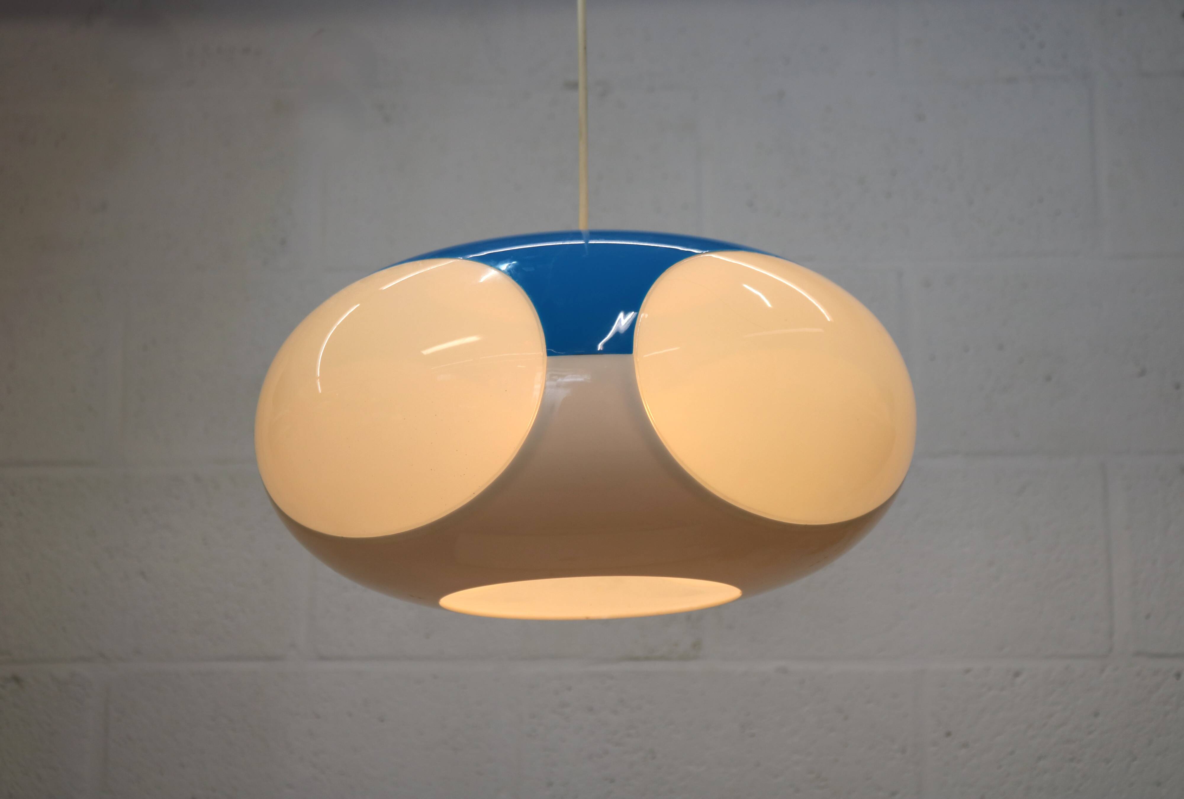Unique Space age bug eye ufo lamp *** Massive Belgium *** blue and white