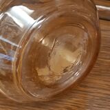 Moulded blown glass decanter with equestrian fox hunting décor, belle époque