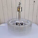 Large frosted glass chandelier Doria Leuchten 70's