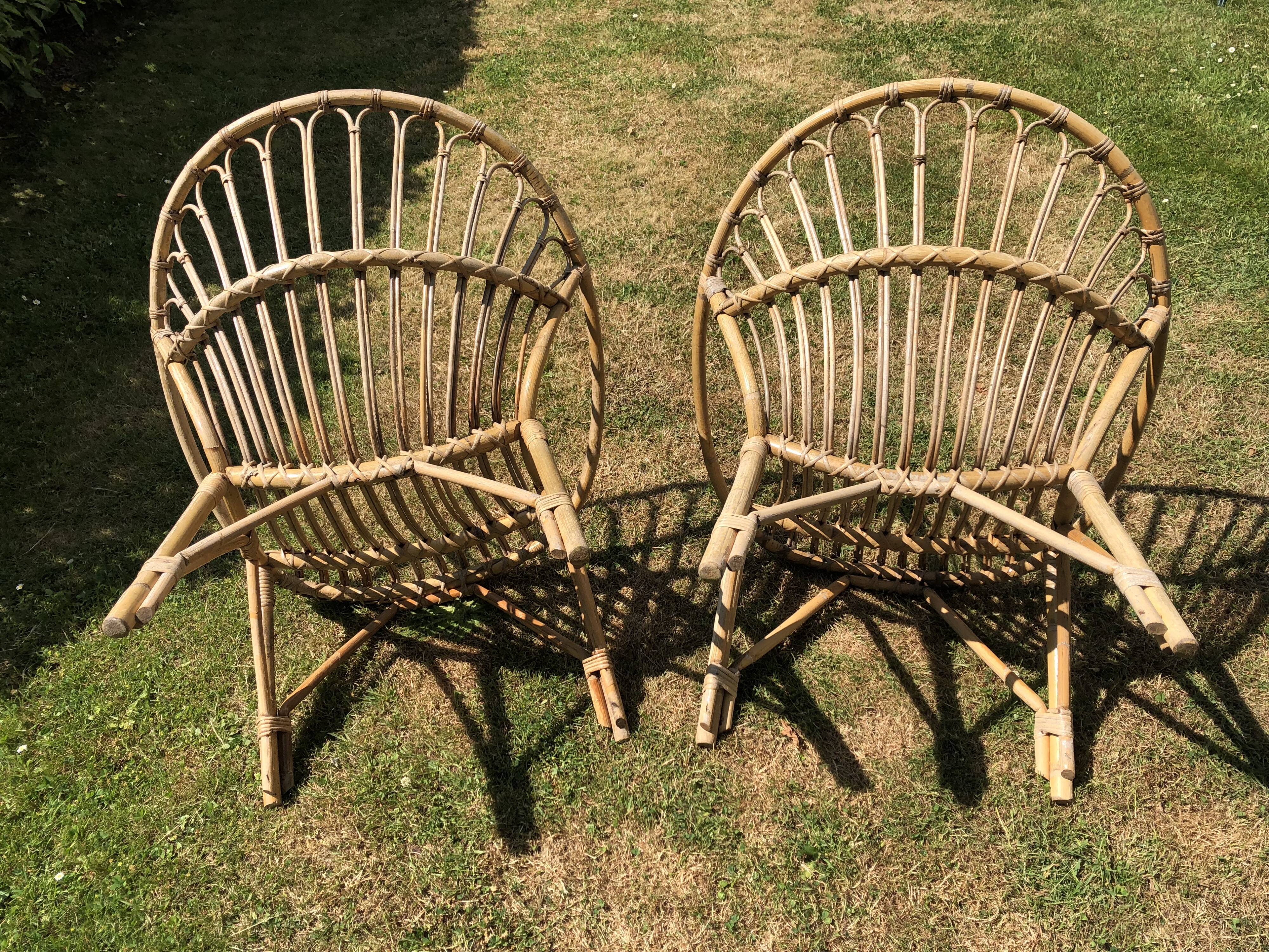 Rattan armchairs