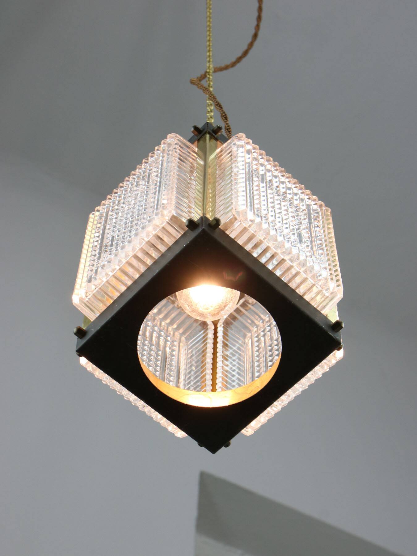 Vintage Italian Brass and Glass Lantern