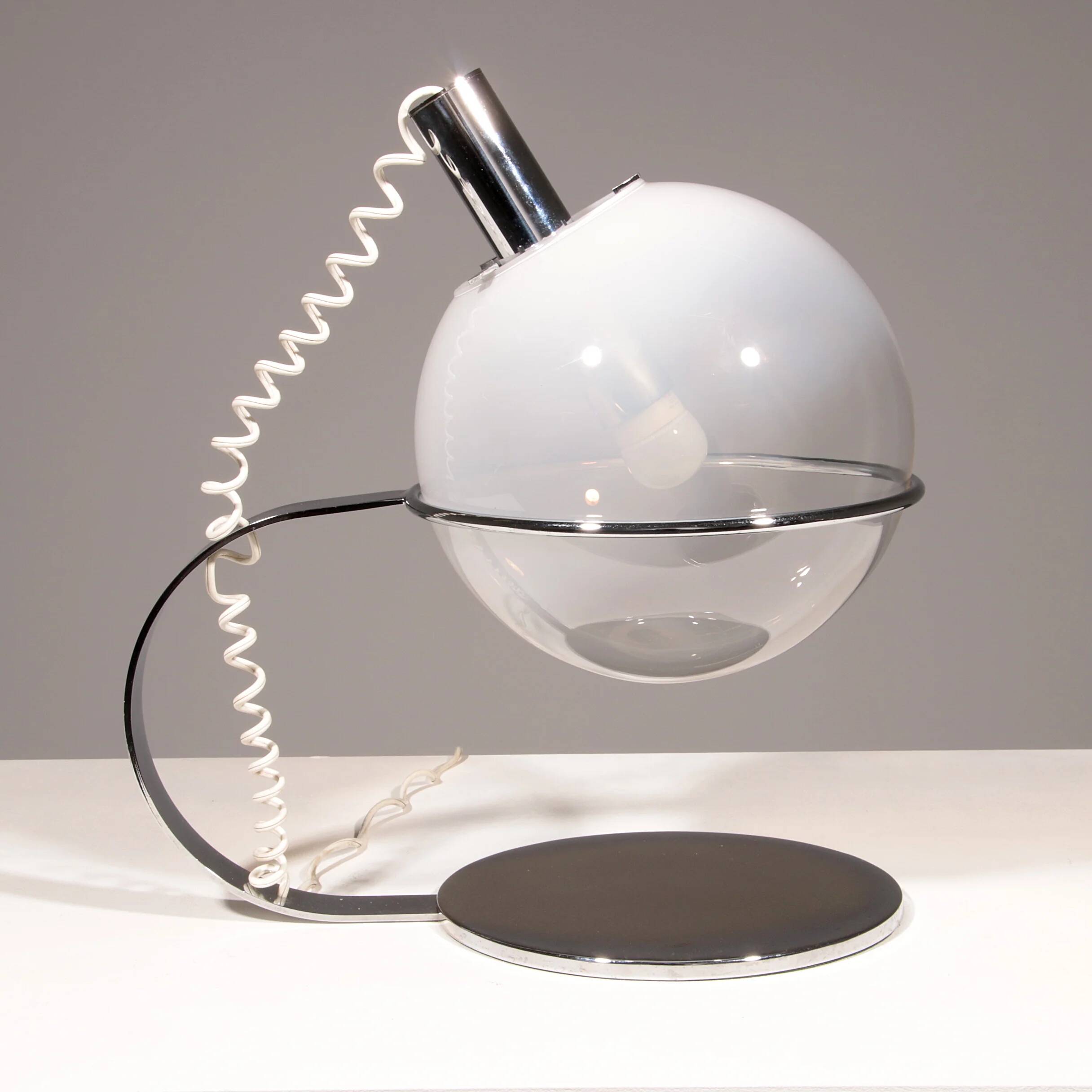 Italian design chrome and glass table lamp, 1960