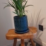 Brutalist tripod stool in solid elm