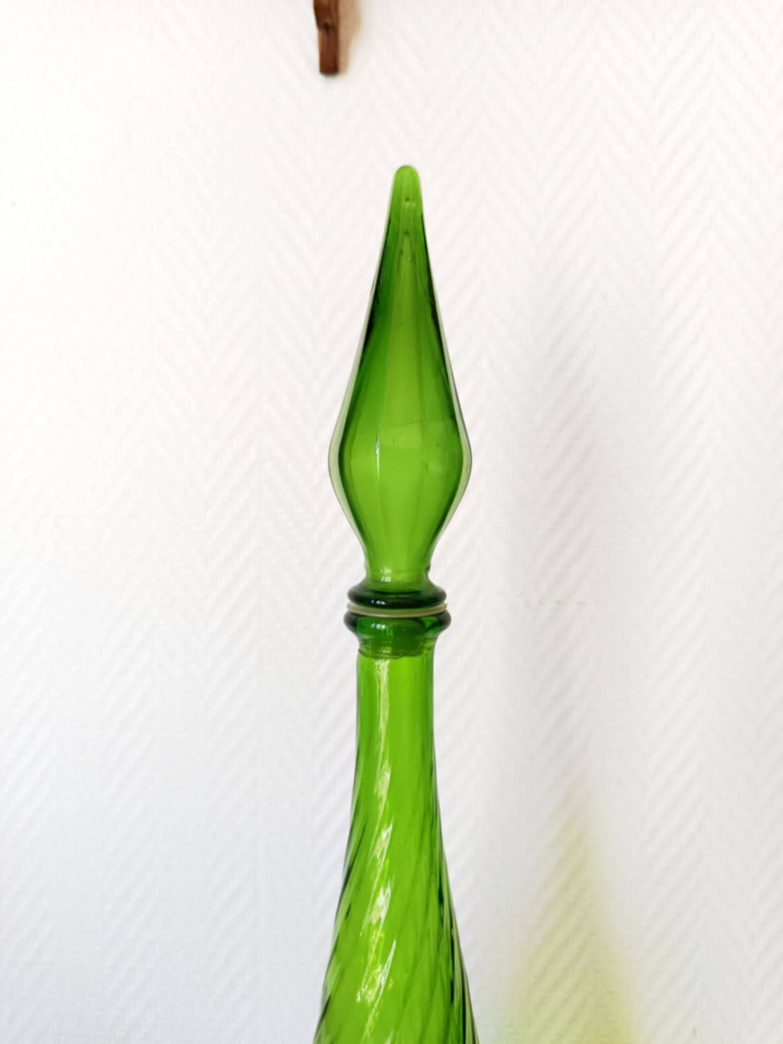 Large glass carafe from Empoli, Italy, vintage