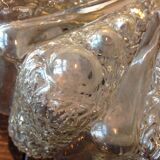 Round ceiling lamp in bubbled glass vintage 60s-70s