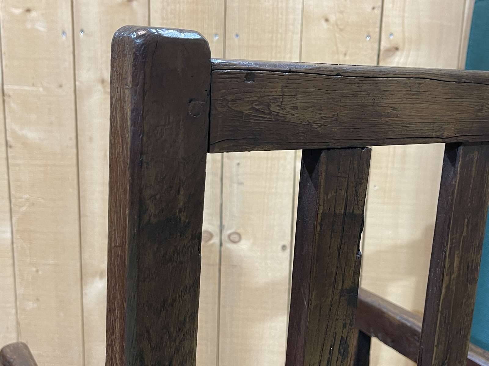 19th century Breton fireplace bench in oak, fir and chestnut