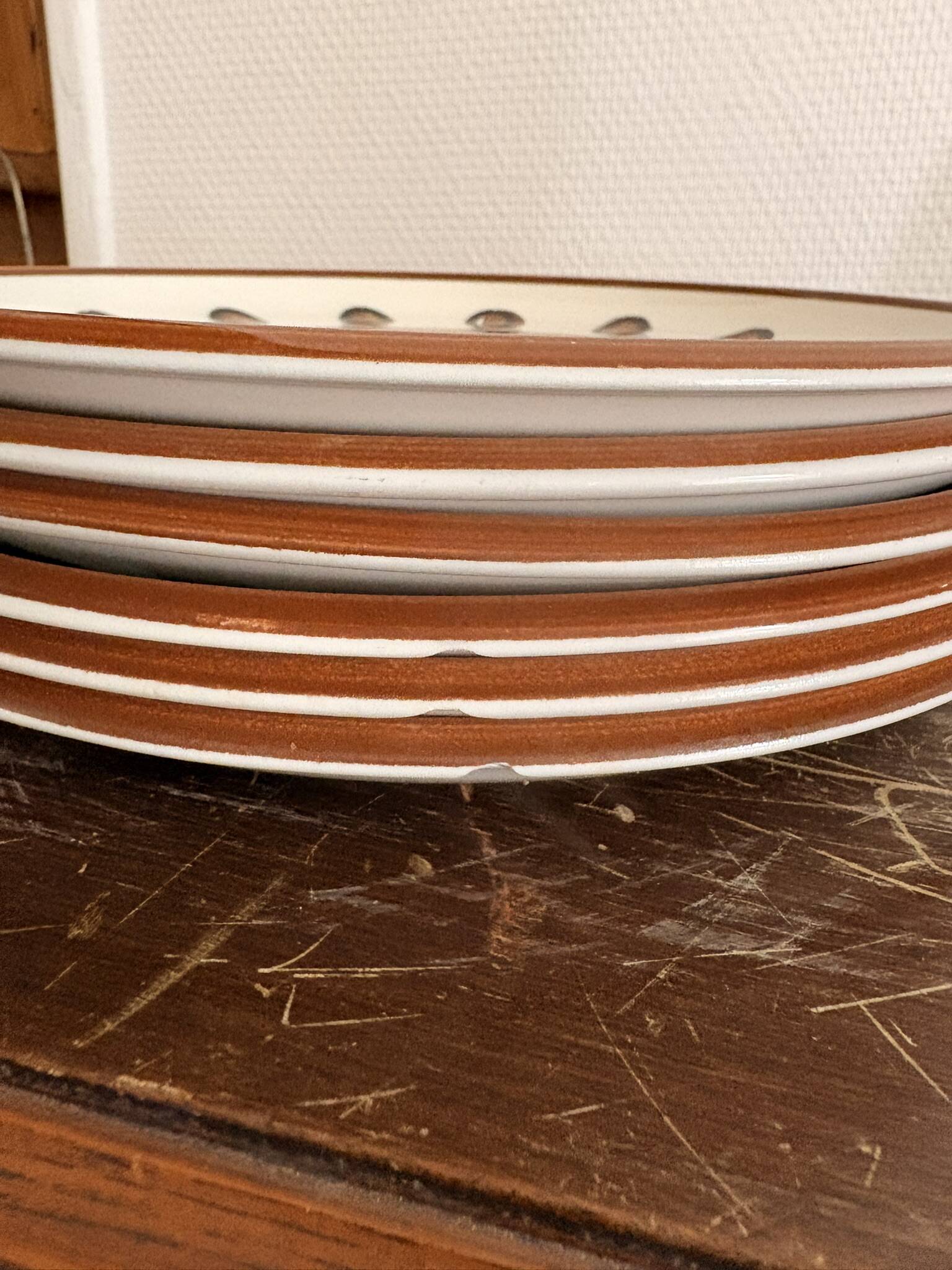 Lot 7 Flat Plates Boch Louvière Kimono Tulip Brown Flowers Vintage