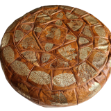 Moroccan pouf in natural leather