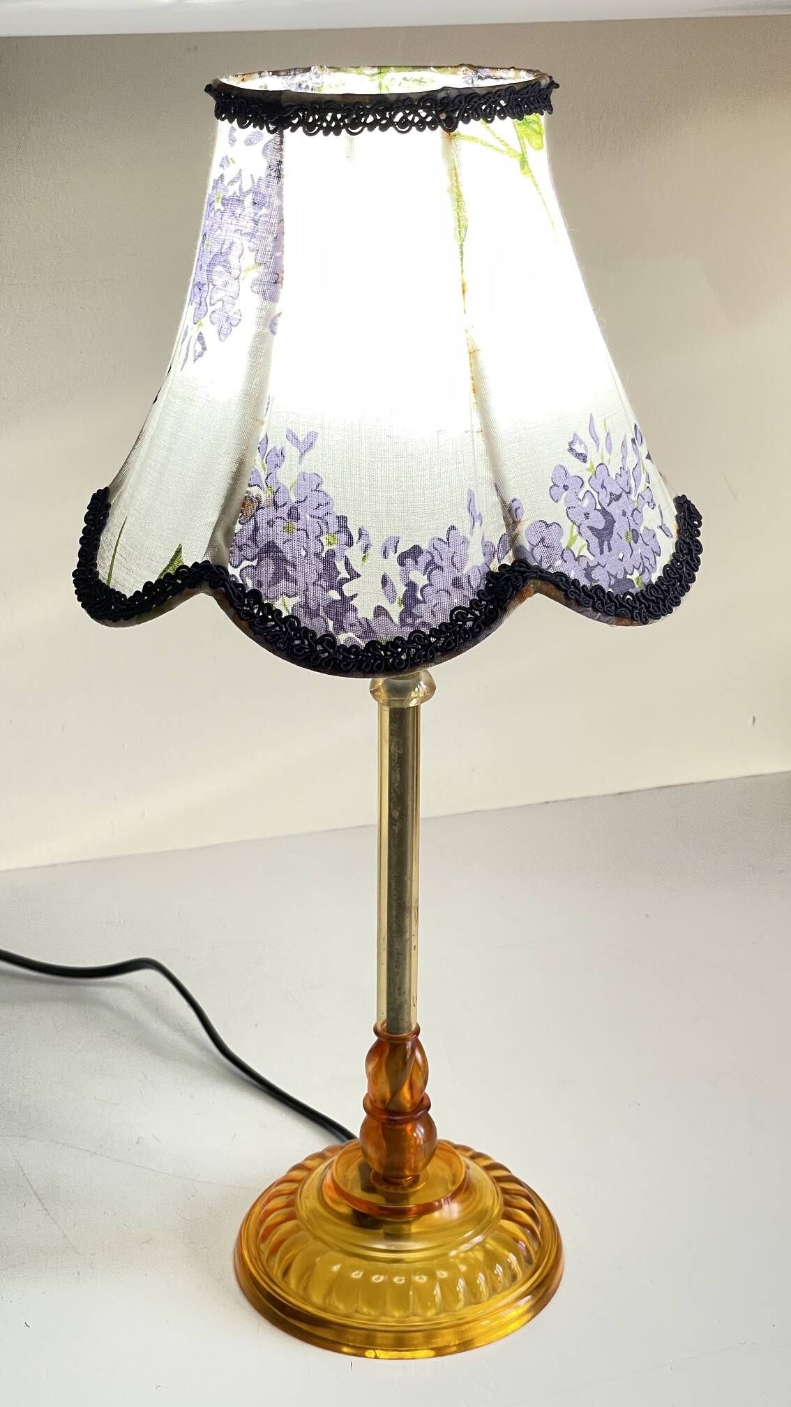LAMPSHade Plexiglass and Lilac Fabric VINTAGE