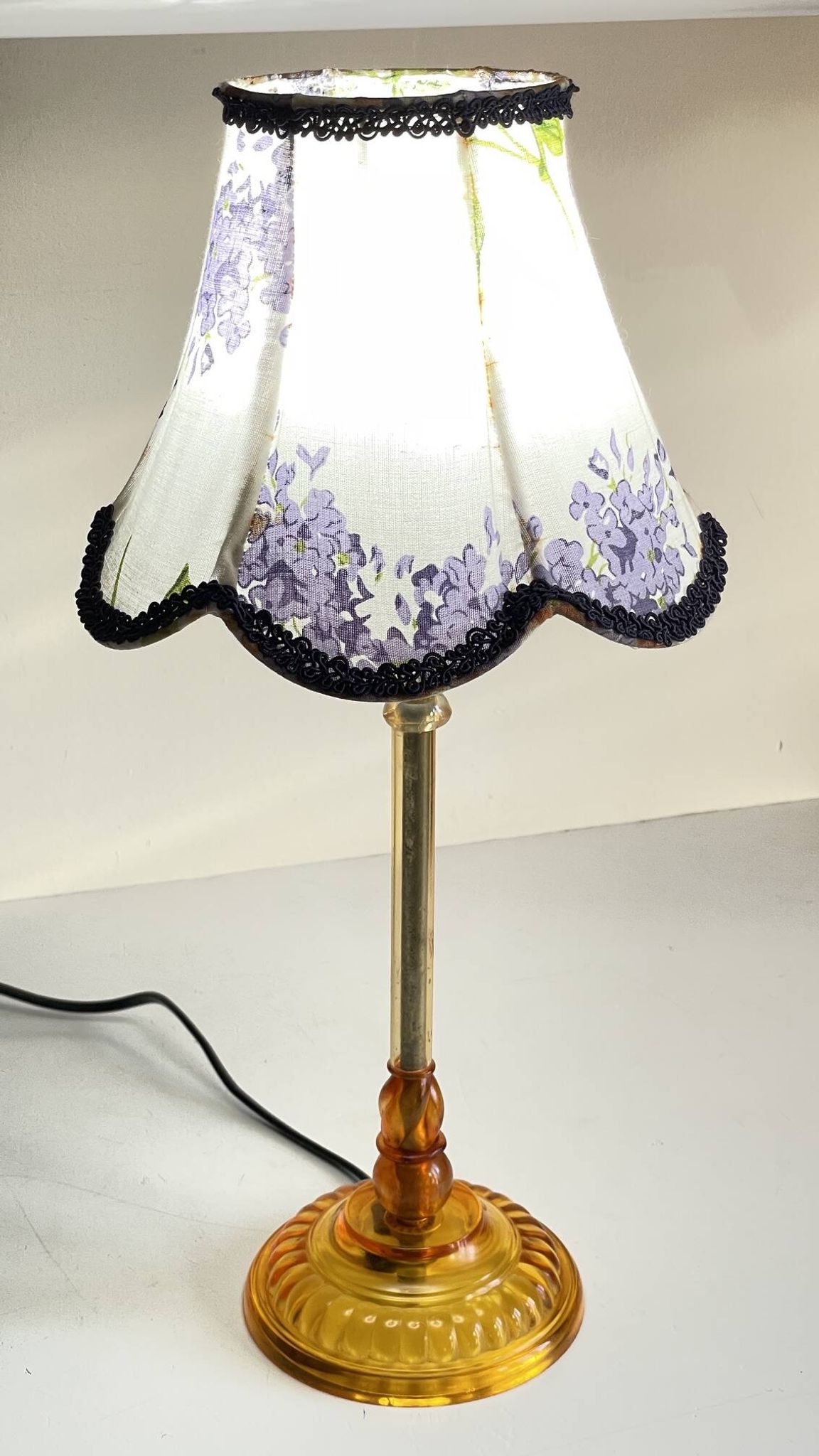 LAMPSHade Plexiglass and Lilac Fabric VINTAGE