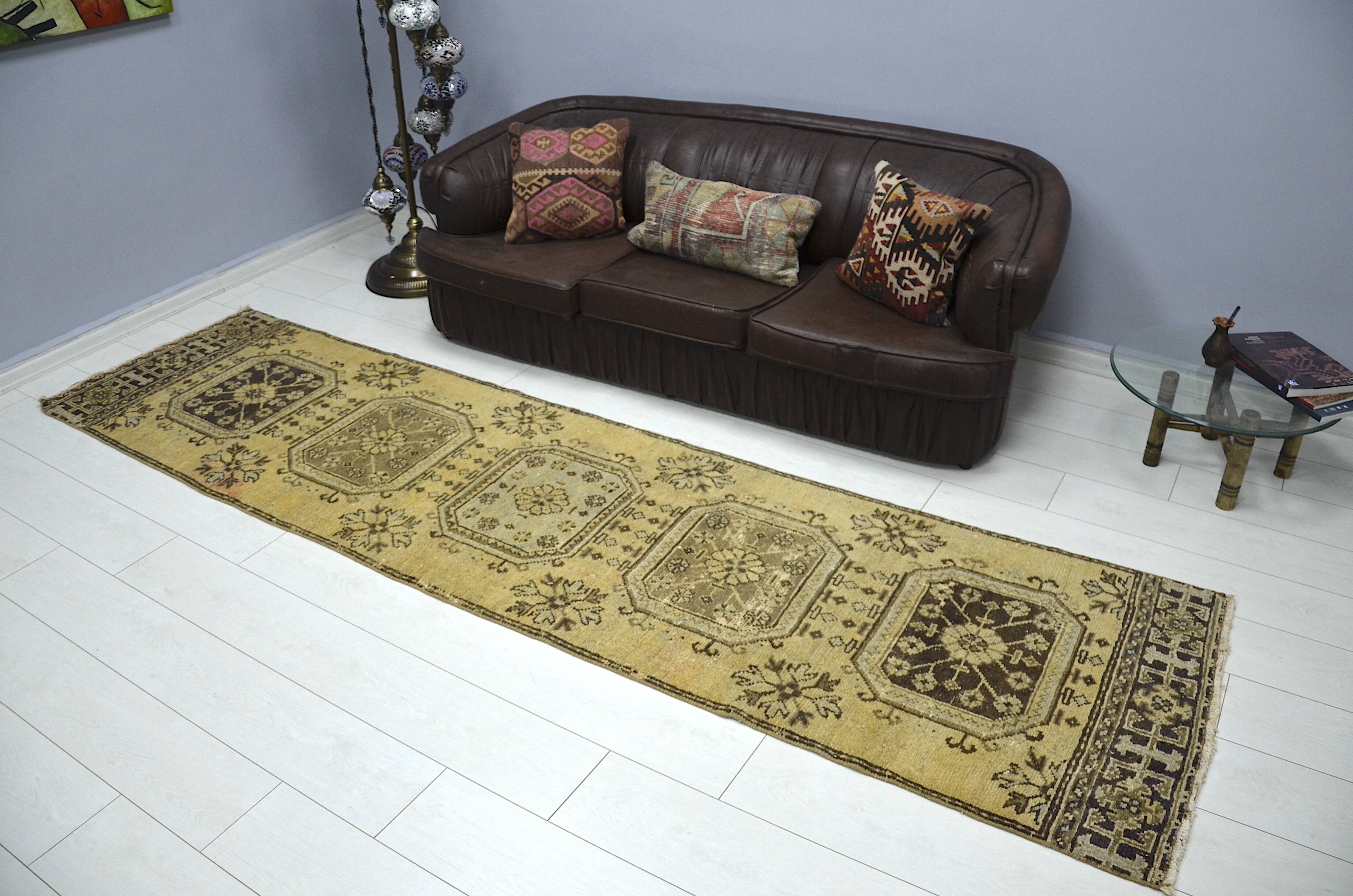 Yellow & Brown Turkish Wool Rug sku 2223