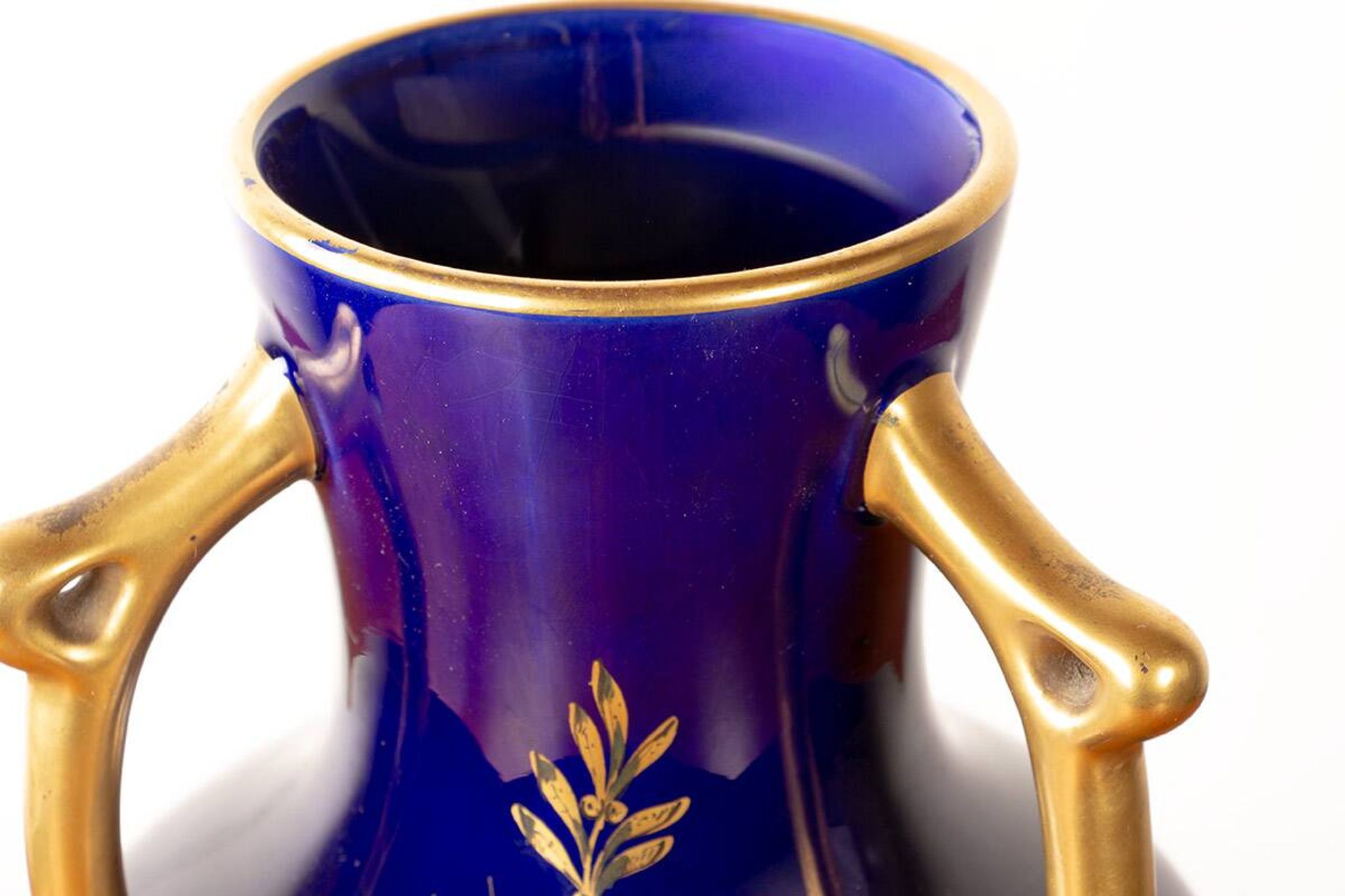 Neo-Classical style porcelain vase, cobal blue, Pinon-Heuzé 1930.
