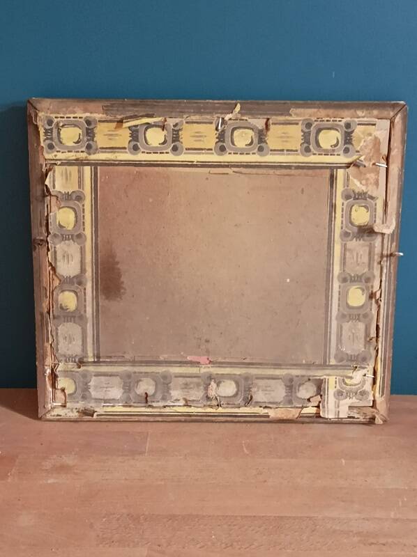 Mirror carved gilded stucco wood frame patinated