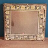 Mirror carved gilded stucco wood frame patinated