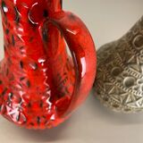 Set of 2 multi-color fat lava op art pottery vase made bay ceramics, germany