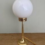 Vintage globe table lamp in white opaline