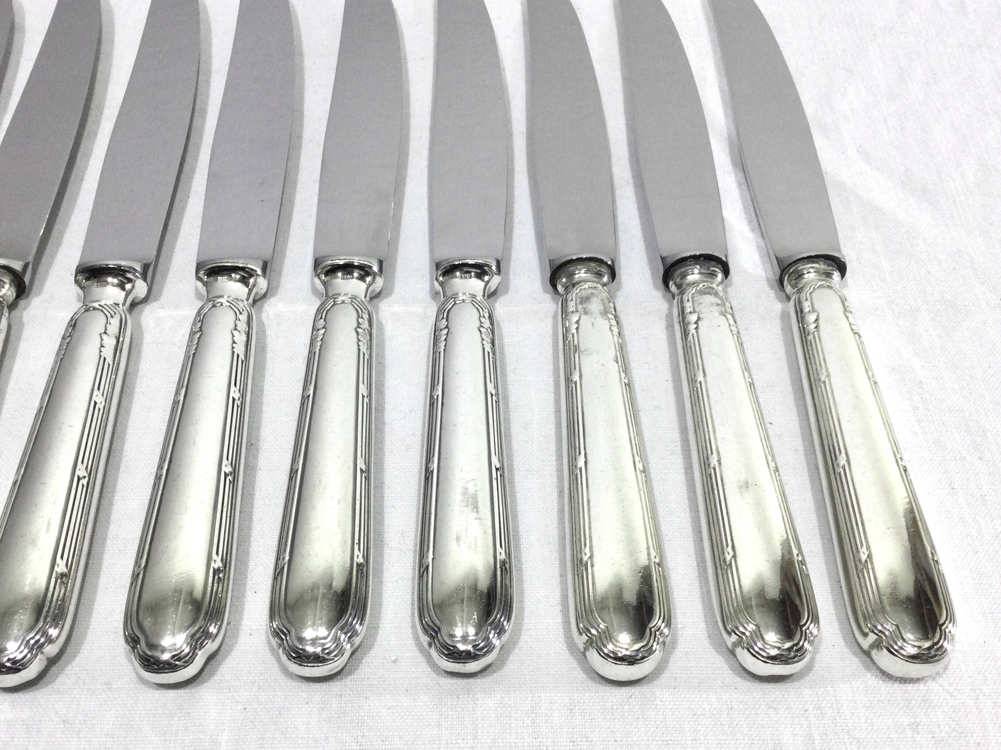 Ercuis – 12 silver-plated knives