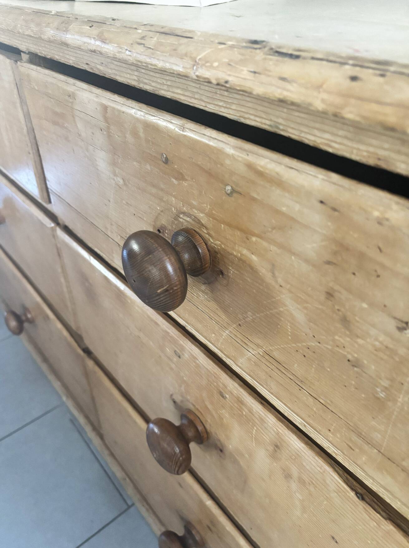 Vintage solid pine English trade counter furniture