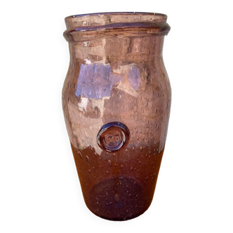 Vase Artisanal en Verre Soufflé des Années 70
