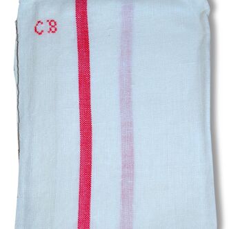 Old dishcloth, red battens, CB Monogram Red