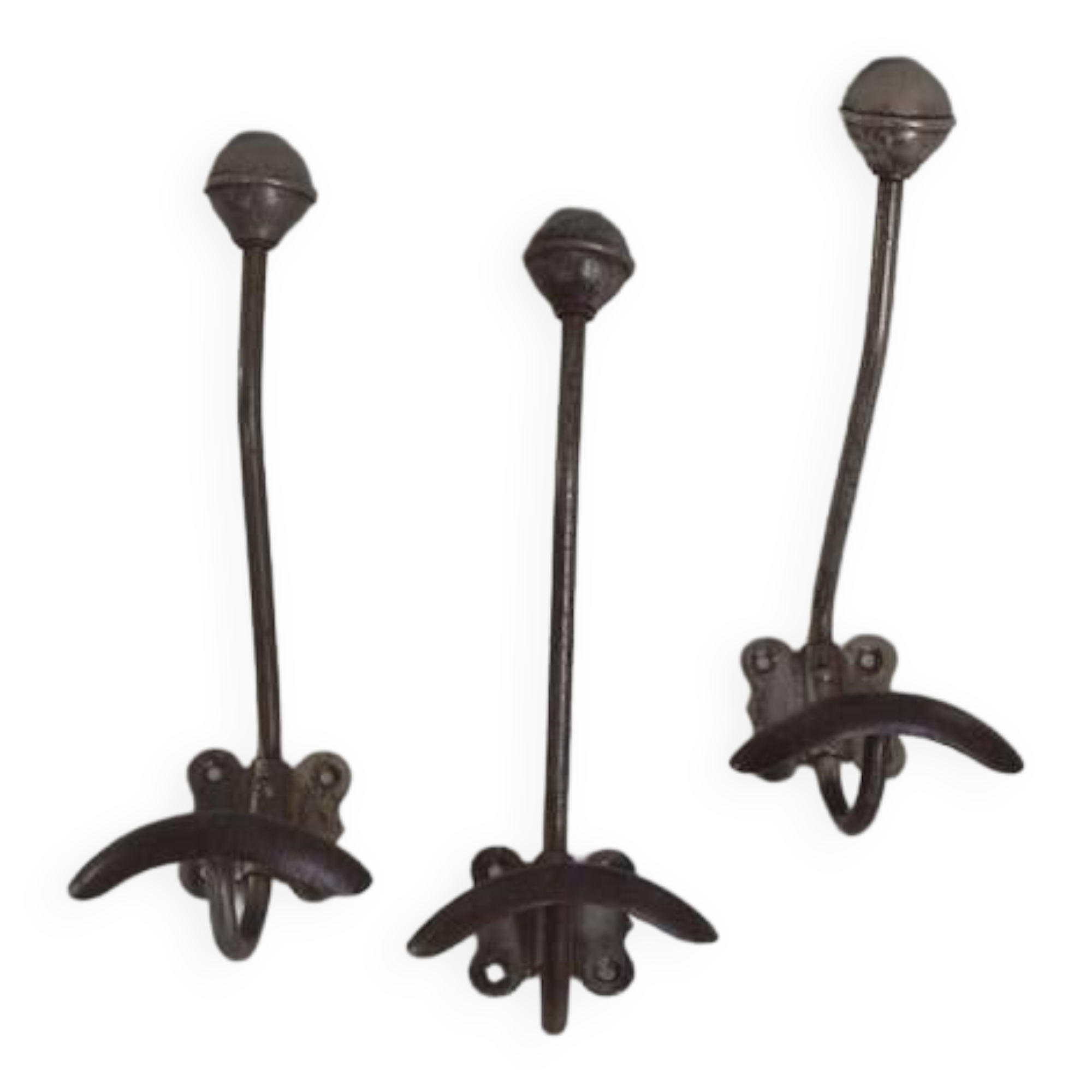 3 vintage metal hooks
