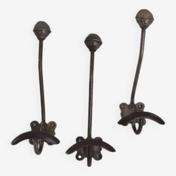 3 vintage metal hooks
