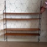 Etagère murale vintage en métal et bois massif style string