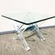 Table basse carrée ' Tréteaux ' . Plexi & verre. Vintage 80s