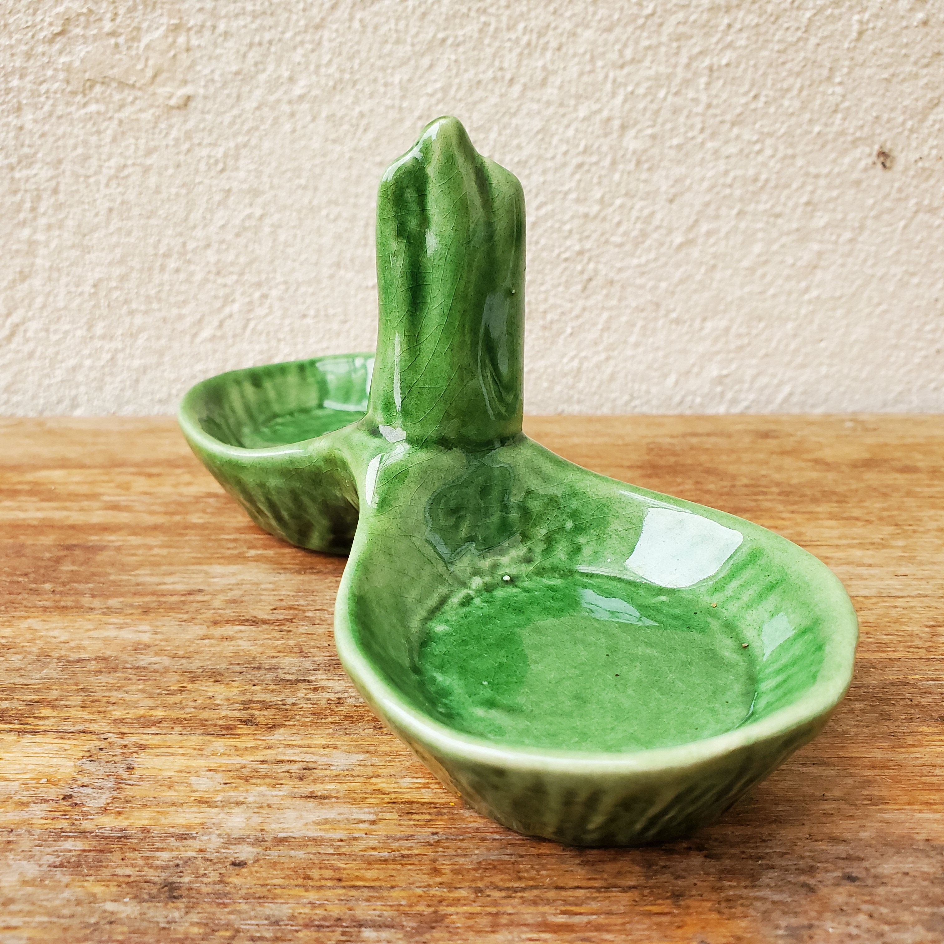 Green ceramic pepper shaker
