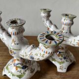 Moustiers earthenware candlesticks