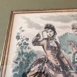 Impression d’illustration Anais Toudouze, mode Français antique, France, impression d’art dans un cadre en bois
