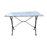 Bistro table in cast iron and white marble 1900