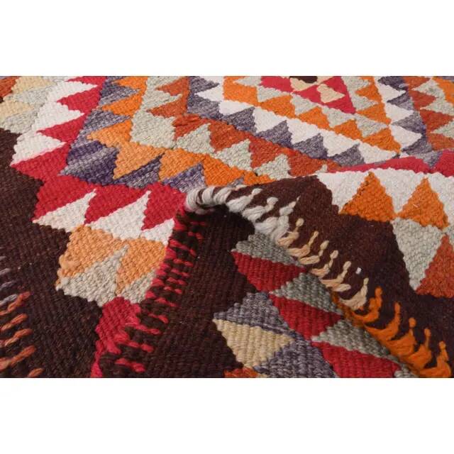 1970s Vintage Turkish Hand-Knotted Wool Cotton Orange Runner Rug 85x330