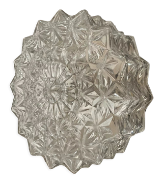 Plafonnier vintage en verre moulé années 70