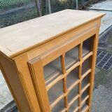 Parisian glass-fronted wardrobe in light wood from the 1960s.
